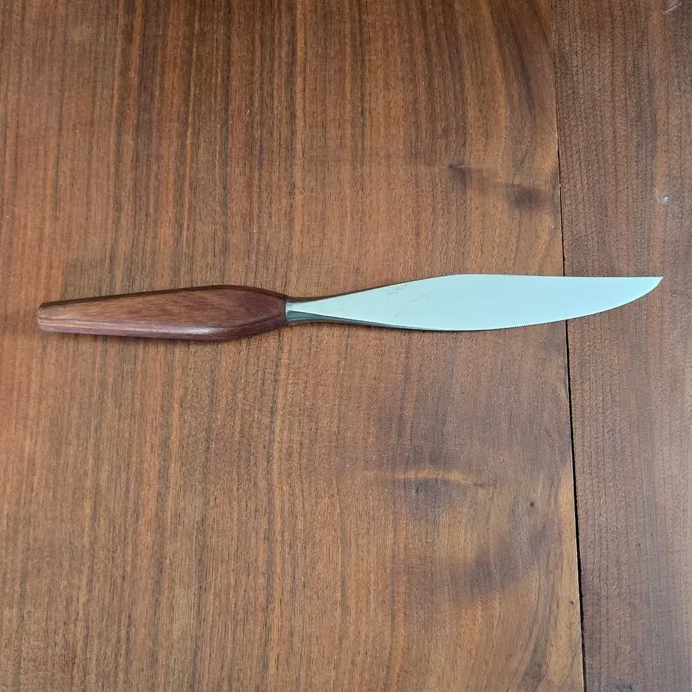 Vintage Fleetwood Designer Teak Handle Steak Butter Knife Retro Mid Century MCM